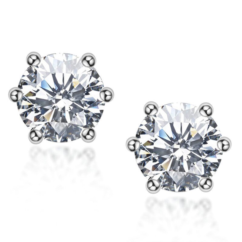 Moissanite Gold Plated Light Point Earrings 6.5mm with Certificate