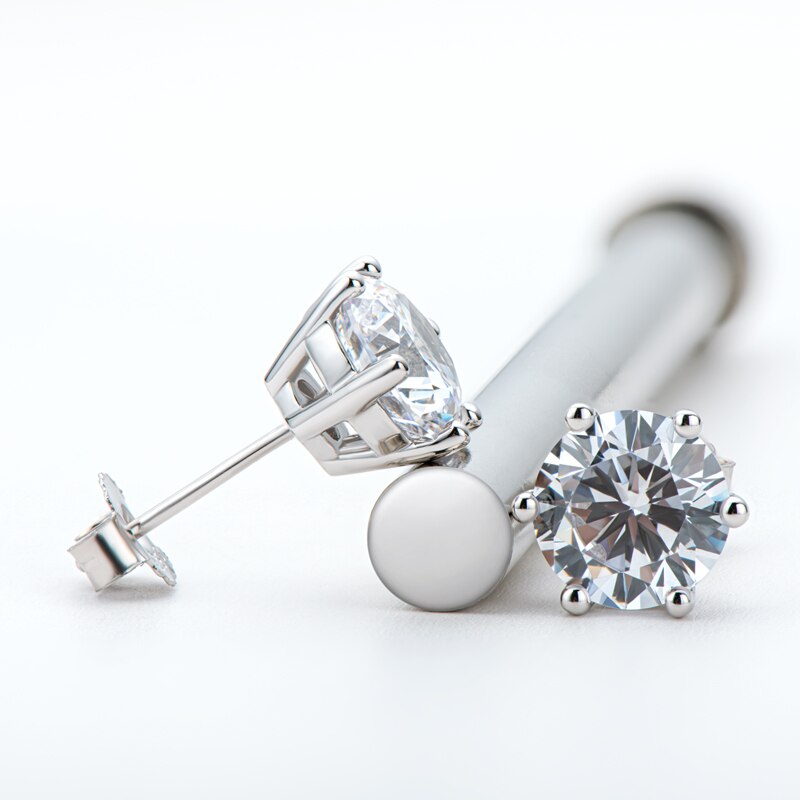 Moissanite Gold Plated Light Point Earrings 6.5mm with Certificate
