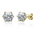 Moissanite Gold Plated Light Point Earrings 6.5mm with Certificate