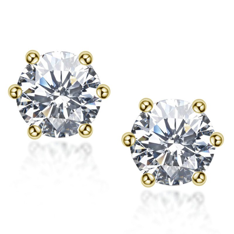 Moissanite Gold Plated Light Point Earrings 6.5mm with Certificate