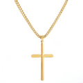 Luxuryjoyas Cross Necklace, Thick Chain, 18k Gold Plated, 63 cm