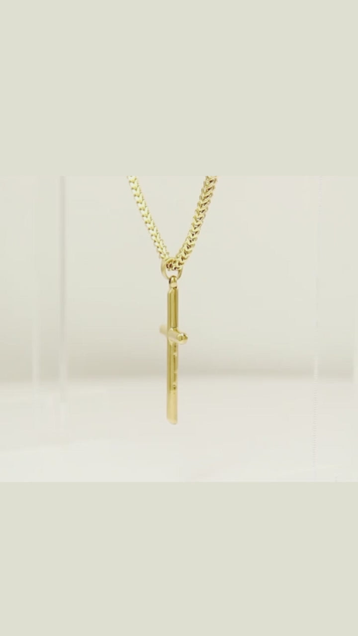 Luxuryjoyas Cross Necklace, Thick Chain, 18k Gold Plated, 63 cm